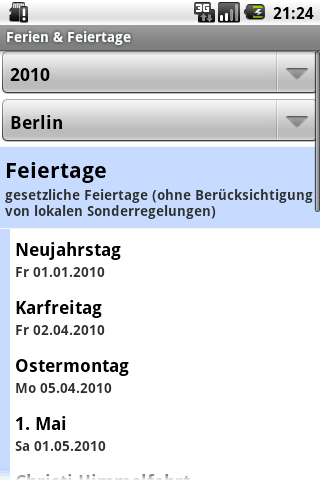 Ferien & Feiertage - Image screenshot of android app