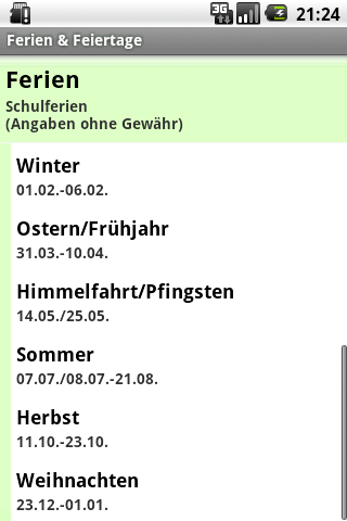 Ferien & Feiertage - Image screenshot of android app