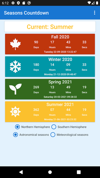 Seasons Countdown - Image screenshot of android app