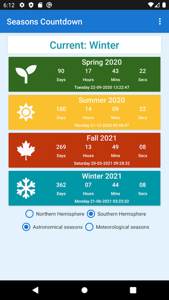 Seasons Countdown - Image screenshot of android app
