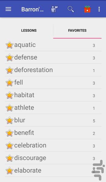 لغات ضروری بارونز (آیلتس) - عکس برنامه موبایلی اندروید
