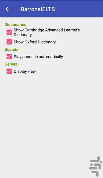 لغات ضروری بارونز (آیلتس) - عکس برنامه موبایلی اندروید