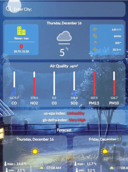 آب و هوا - عکس برنامه موبایلی اندروید