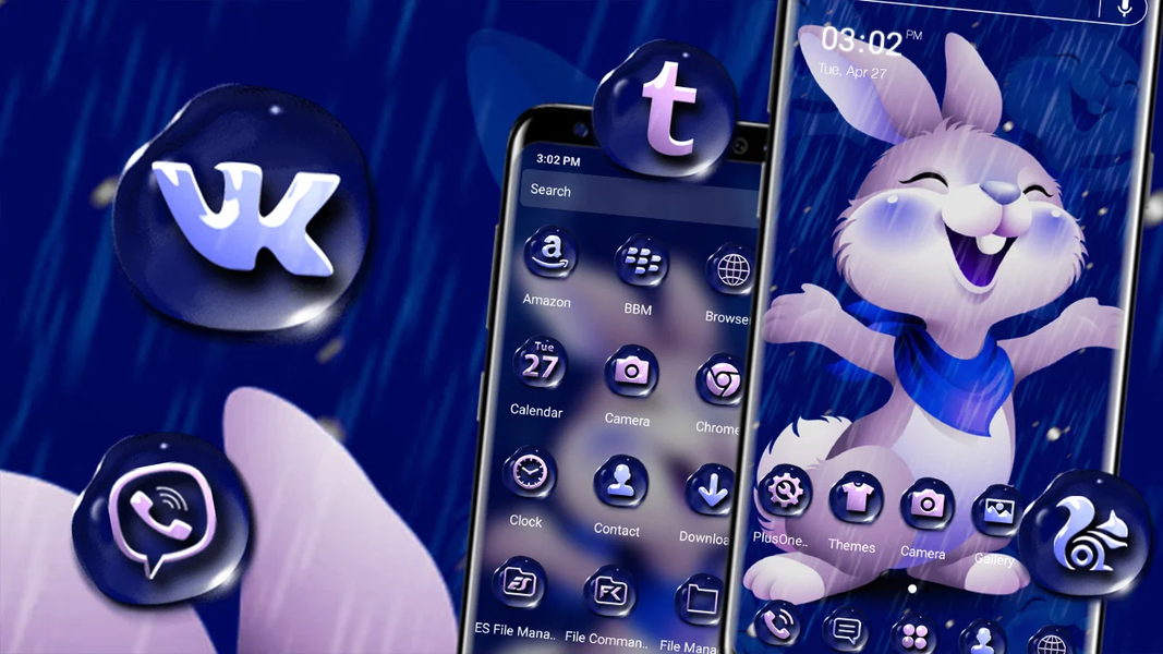 Cute Rainy Rabbit Theme - Image screenshot of android app