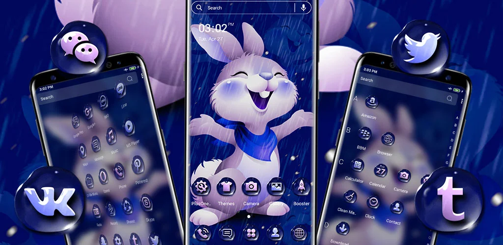 Cute Rainy Rabbit Theme - عکس برنامه موبایلی اندروید