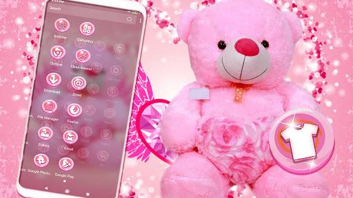 Pink Teddy Bear Theme - عکس برنامه موبایلی اندروید