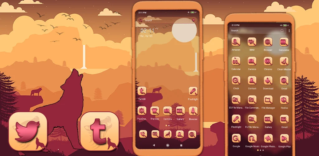 Wolf Mountain Landscape Theme - عکس برنامه موبایلی اندروید