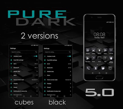 [EMUI 5/8/9.0]Pure Dark 5.0 Theme - Image screenshot of android app