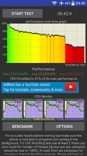 CPU Throttling Test - عکس برنامه موبایلی اندروید