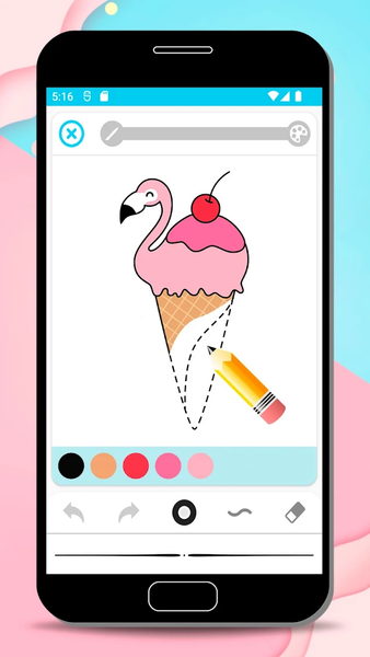 How to draw cute food - Image screenshot of android app