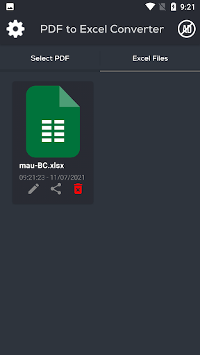 PDF to XLSX Converter - Image screenshot of android app