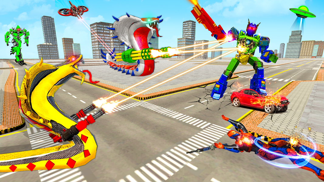 Snake Robot Car Transform Game - Gameplay image of android game