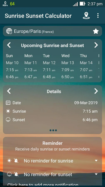 Global Sunrise & Sunset Time - عکس برنامه موبایلی اندروید