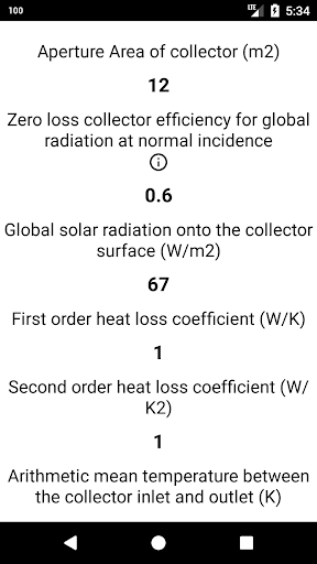 Solar Collector Calculator - Image screenshot of android app