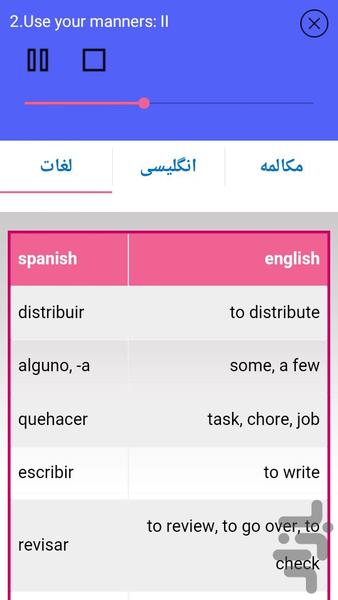 آموزش زبان اسپانیایی پیشرفته - عکس برنامه موبایلی اندروید