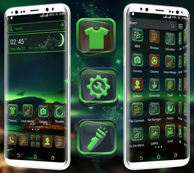 Green Aurora Launcher Theme - عکس برنامه موبایلی اندروید