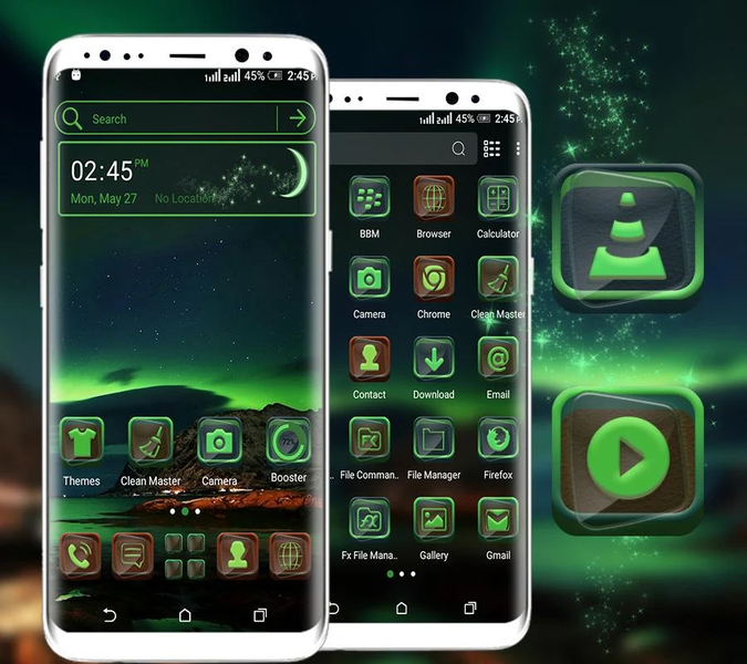 Green Aurora Launcher Theme - عکس برنامه موبایلی اندروید