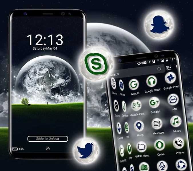 Moon Night Launcher Theme - عکس برنامه موبایلی اندروید