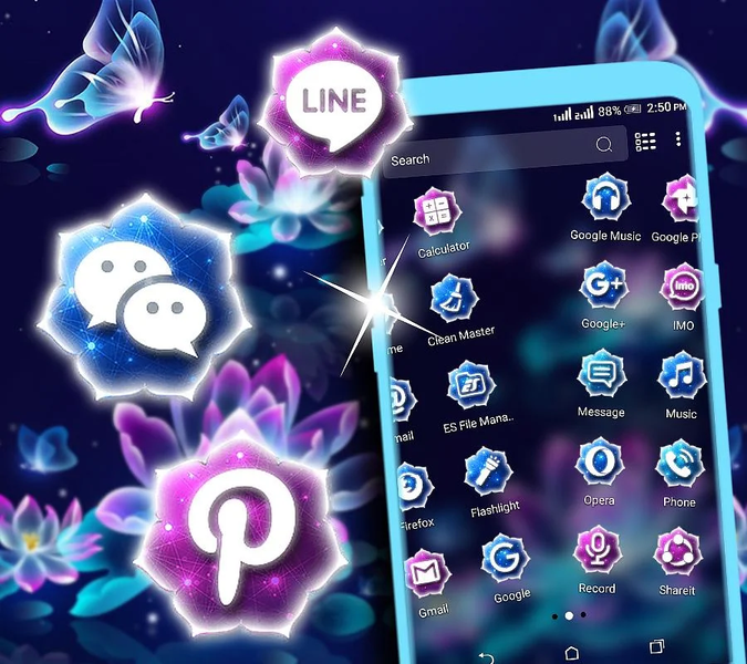 Neon Lotus Launcher Theme - عکس برنامه موبایلی اندروید