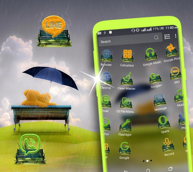 Rainy Teddy Launcher Theme - عکس برنامه موبایلی اندروید