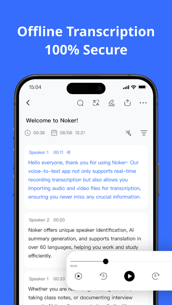 Noker Transcribe Voice to Text - عکس برنامه موبایلی اندروید