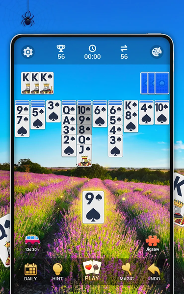 Spider Solitaire, Large Cards - Gameplay image of android game