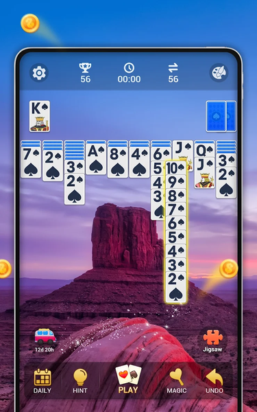 Spider Solitaire, Large Cards - Gameplay image of android game