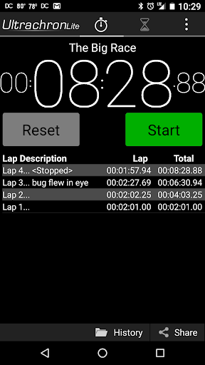 Ultrachron Stopwatch Lite - Image screenshot of android app
