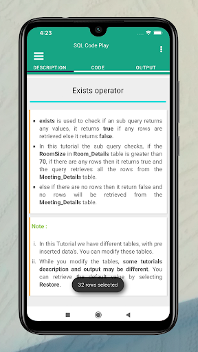 SQL Code Play - عکس برنامه موبایلی اندروید