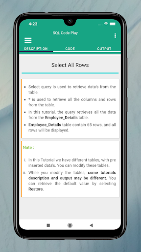 SQL Code Play - عکس برنامه موبایلی اندروید