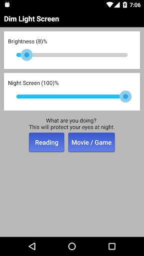 Dim Light Screen - Night Mode - Blue light filter - عکس برنامه موبایلی اندروید