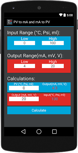 Process to Signal (4 to 20) mA - Image screenshot of android app