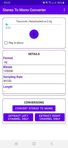 برنامه Stereo To Mono Converter -Left - دانلود | بازار