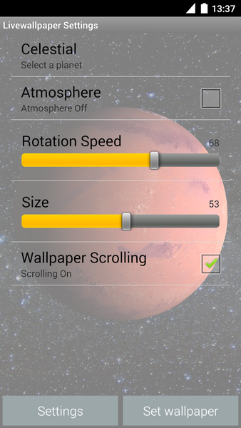 Mars Live Wallpaper - عکس برنامه موبایلی اندروید