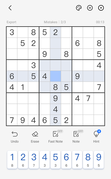 Sudoku - Classic Sudoku Puzzle - Gameplay image of android game