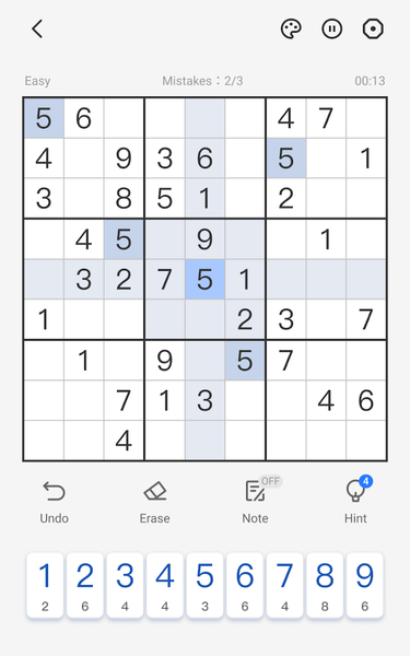 Sudoku - Classic Sudoku Puzzle - Gameplay image of android game
