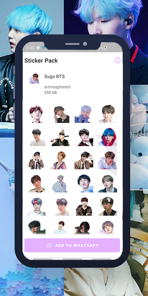 Suga BTS WASticker - عکس برنامه موبایلی اندروید