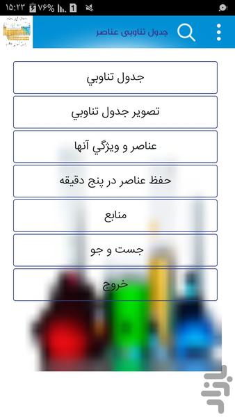 جدول تناوبي عناصر - عکس برنامه موبایلی اندروید