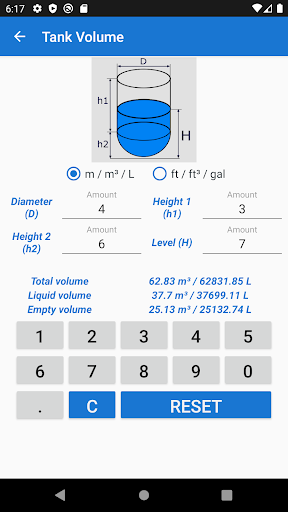 Tank Volume Calculator - عکس برنامه موبایلی اندروید