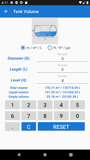 Tank Volume Calculator - عکس برنامه موبایلی اندروید