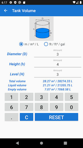 Tank Volume Calculator - عکس برنامه موبایلی اندروید