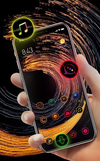 Abstract dark golden shining circles bright theme - Image screenshot of android app