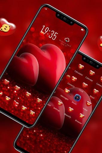 Red shining 3d theme effect love Galaxy M20 - Image screenshot of android app