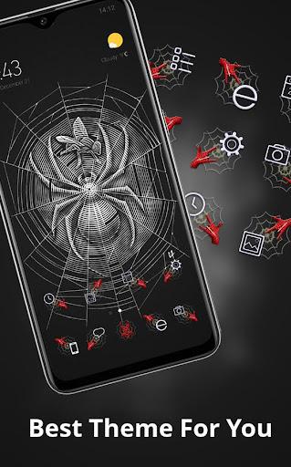 Black theme | giant venomous spider and net - Image screenshot of android app