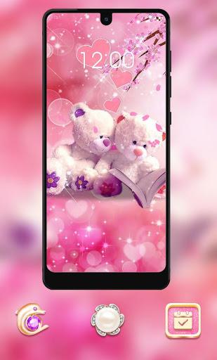 Cute theme Pink couple bear - عکس برنامه موبایلی اندروید