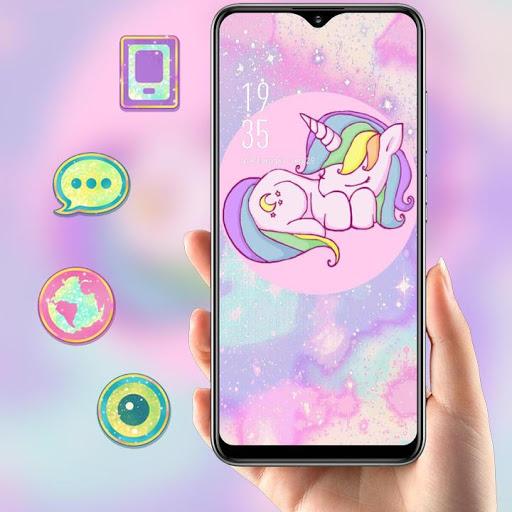 Pink shining galaxy unicorn sparkle theme - Image screenshot of android app