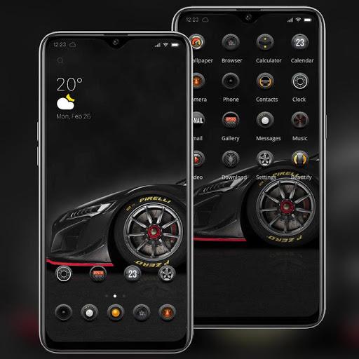Black cool car wheel theme - Image screenshot of android app