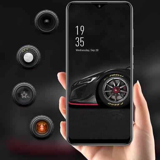 Black cool car wheel theme - Image screenshot of android app