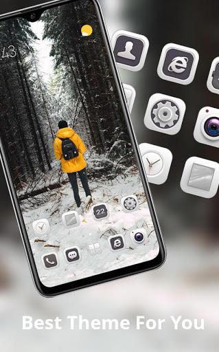 Nature theme yellow down jacket man snow forest - Image screenshot of android app