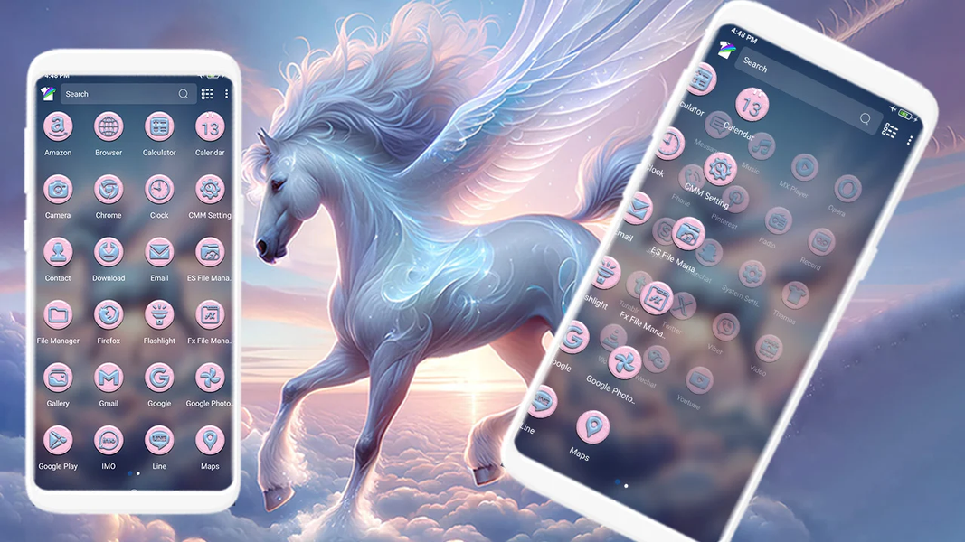 Pink Flying Unicorn Theme - Image screenshot of android app